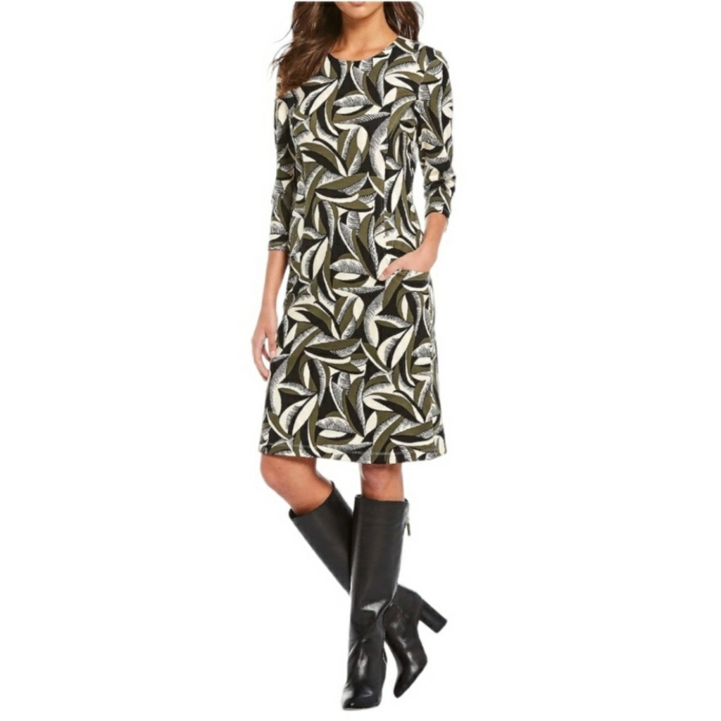 J. Mclaughlin Women's Catalyst Pop Feather Printed Stretchy Dress Xl
